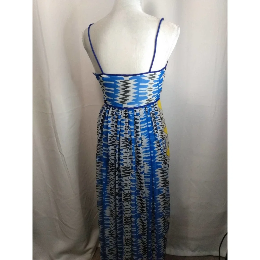 Christina blue geometric print spaghetti strap maxi dress - Picture 4 of 6